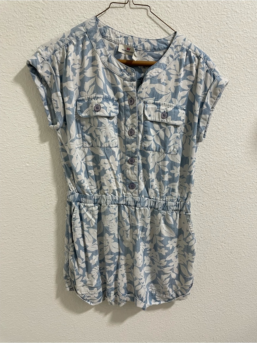 Vineyard Vines Blue and White Floral Romper